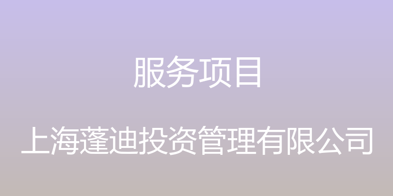 服务项目 - 上海蓬迪投资管理有限公司